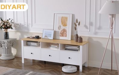 Tv Stand Oak and White with storage
