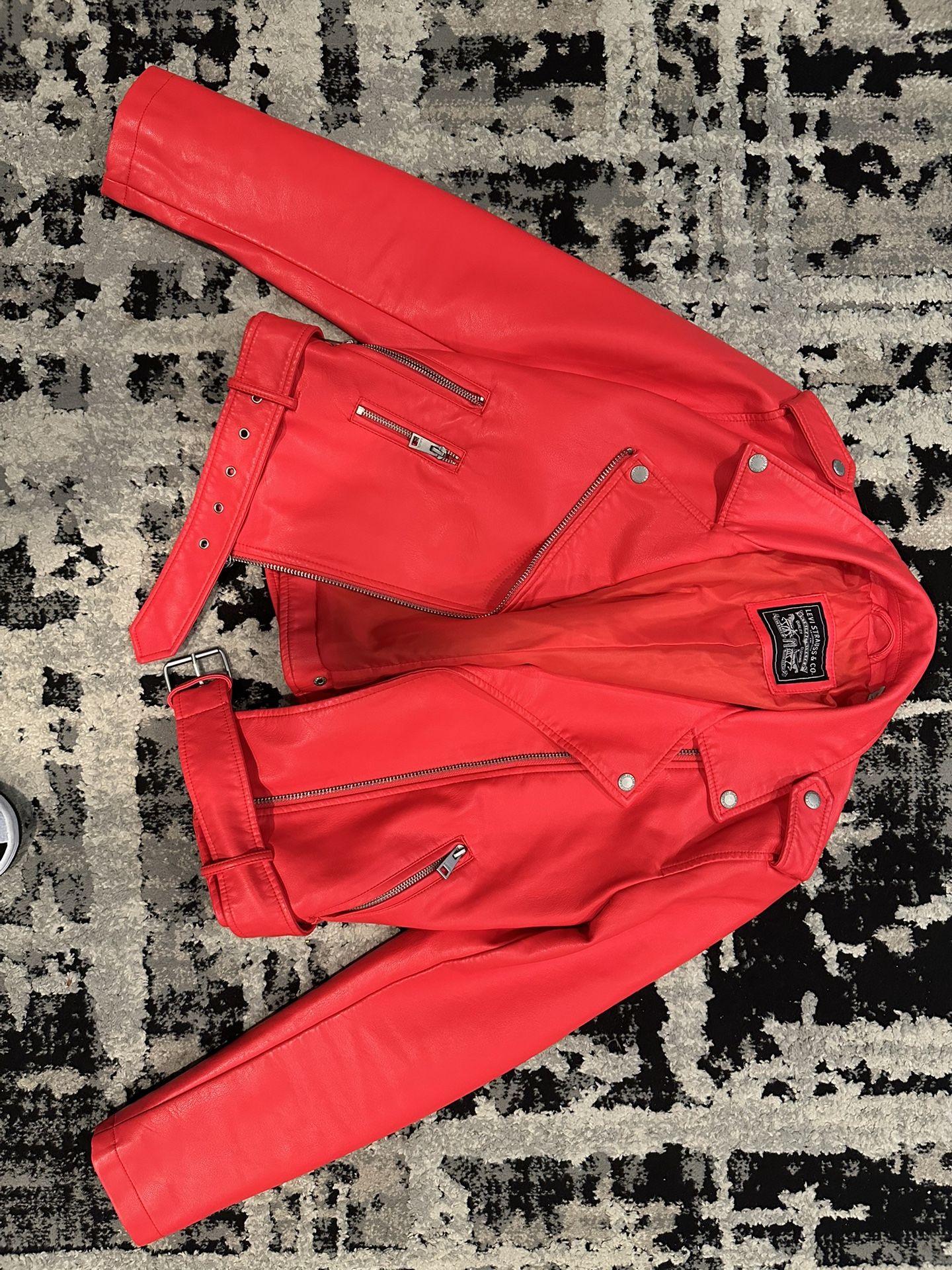 Levis Faux Red Leather Jacket Size Medium Women’s