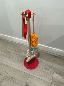 Kids Wooden Cleaning Playset with Stand