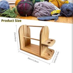 Holder for Crocheting Crochet Accessories Crochet Yarn Holders Portable Yarn Holders Double Rotating Yarn Ball Holders for Crochet Handmade Wooden Yar
