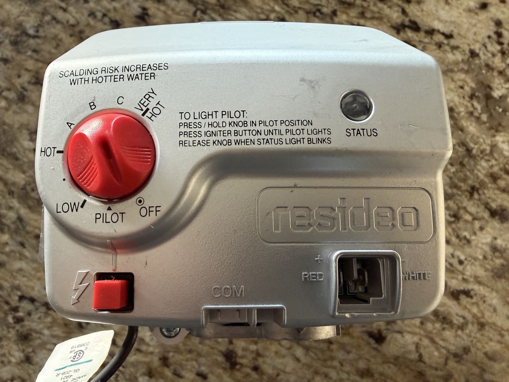 Resideo Water Heater Gas Valve With Push Button Ignition WT8840A1500