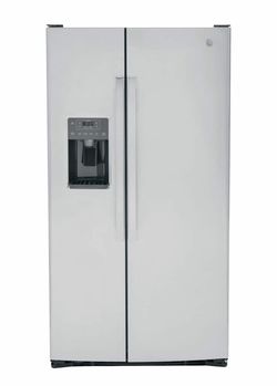 GE - 36 in. Wide 25.3 Cu. Ft. Side-by-Side Refrigerator with External Ice & Water Dispenser - Stainless Steel