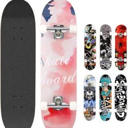 Skateboard 31 inches Complete Skateboard for Teens Girls Boys Kids Adults, 7 Layers Maple Wood