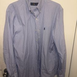 Polo Ralph Lauren Shirt Mens L Button Up Blue Long Sleeve Oxford Classic Fit