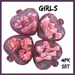 NIB Girls Pink Hair Accessories 4Pk Set