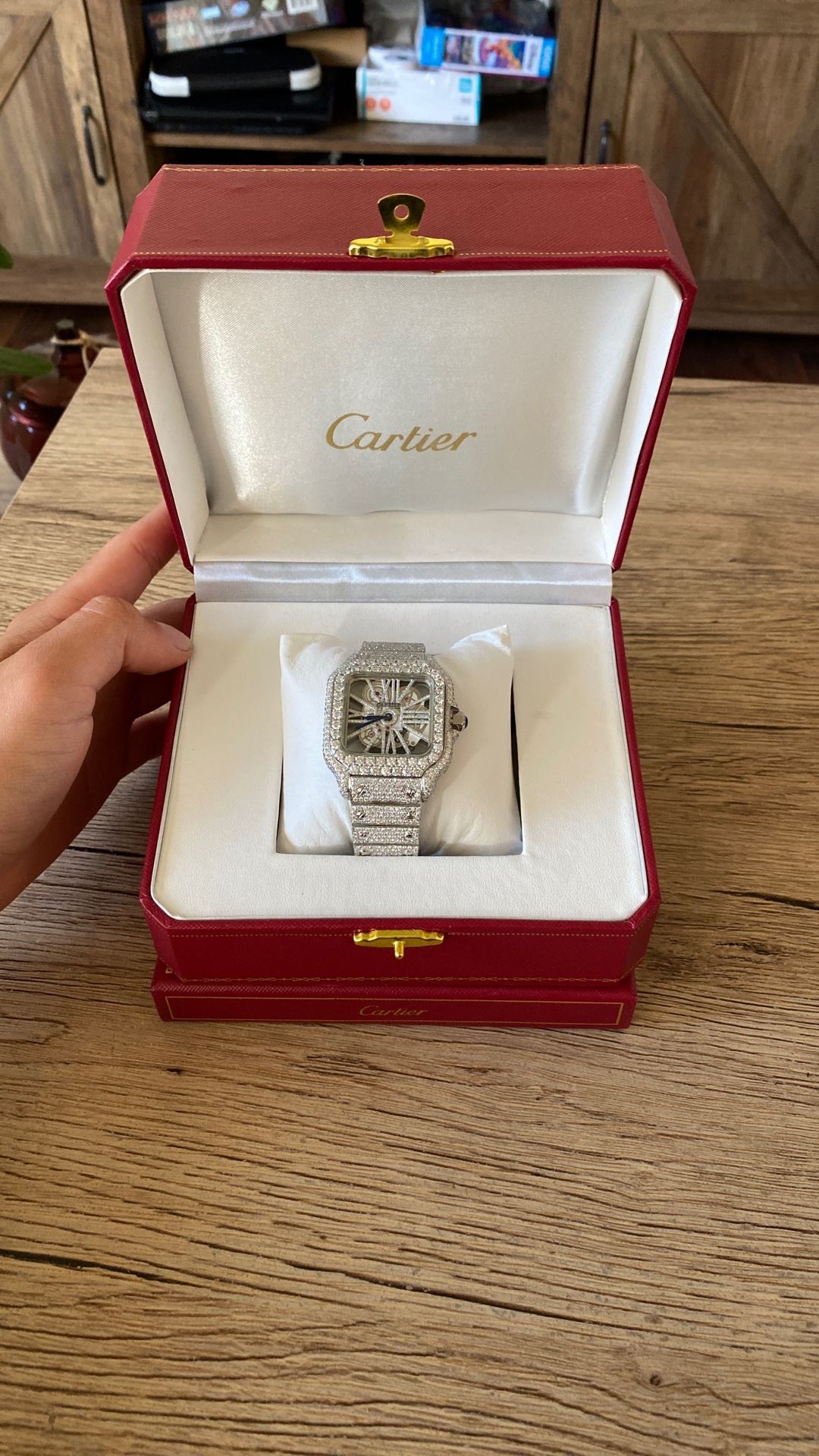Cartier Santos Skeleton Moissanite 