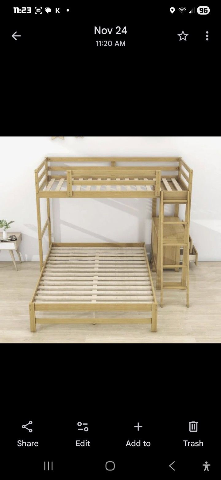 Twin Over Full Bunk Set With Desk. 