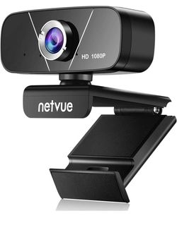 Webcam with Microphone, Full HD 1080P Plug & Play Web Cameras for Computers, 110-Degree Wide View Angle, Facial-Enhancement Technology, 3 in 1 Webcam