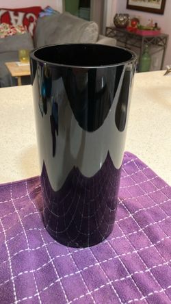 Vase round black glass