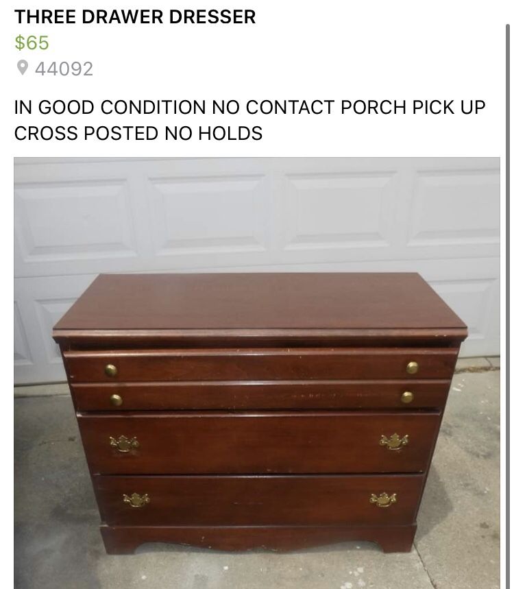 Three drawer dresser