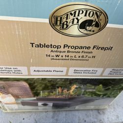 Hampton Bay tabletop propane firepit. 