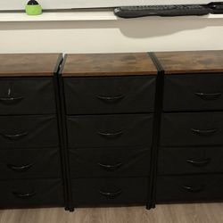 3 Drawer Storage Organizer – Fabric Drawers with Wood Top