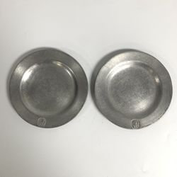 Lot of 2 Wilton Columbia PA Pewter RWP ~ 7" Dessert / Bread plate ~ Stamped