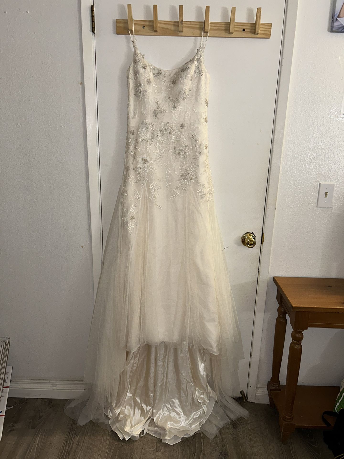 Melissa Sweet IVORY leaf pattern lace a-line wedding dress Boho Chic SIZE 6