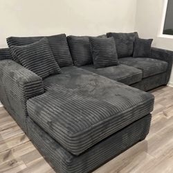 Brand New Comfy Corduroy Lined Sectional Set