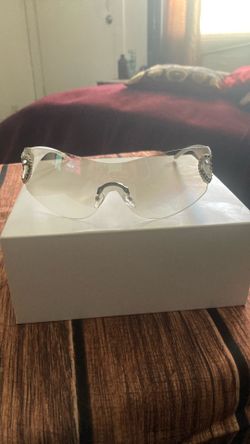 Clear Lense Sunglasses White Frame 3 Cut Out Hearts On Side