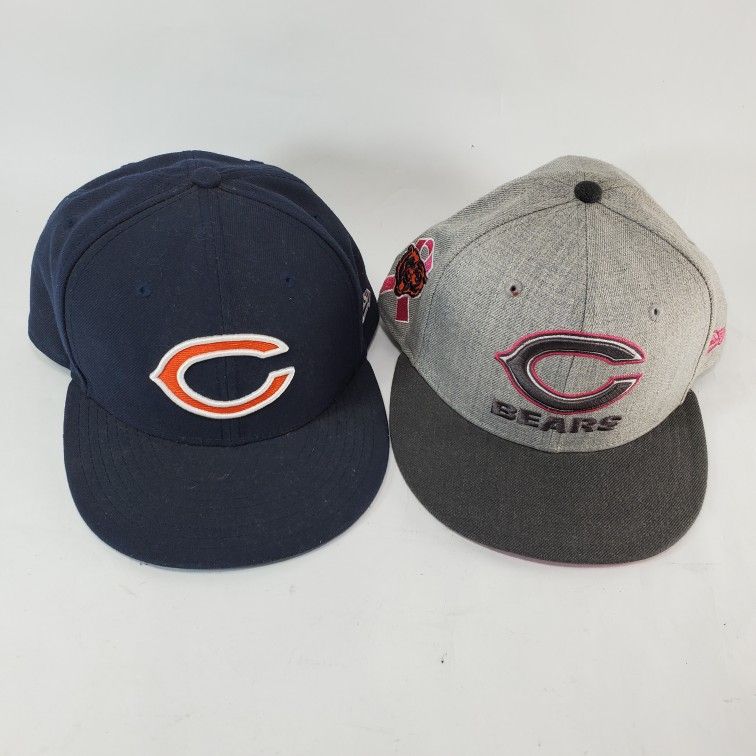 Chicago Bears Breast Cancer 59 Fifty Cap 7 1/2 New Era Hat Pink Ribbon Blue Gray