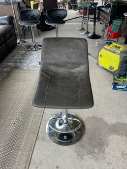 Gray/Green  Faux Leather Adjustable Bar Stool
