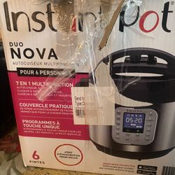 Instant Pot NOVA 6 Pressure Cooker, 6qt, Stainless Steel/Black New But Damaged Box Complete 