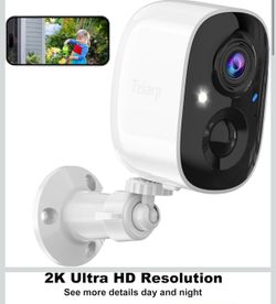 2K UHD Smart Wireless Security Camera Indoor/Outdoor,Battery Powered WiFi Camera with Color Night Vision, Motion Detection, 2-Way Audio, Weatherproof,