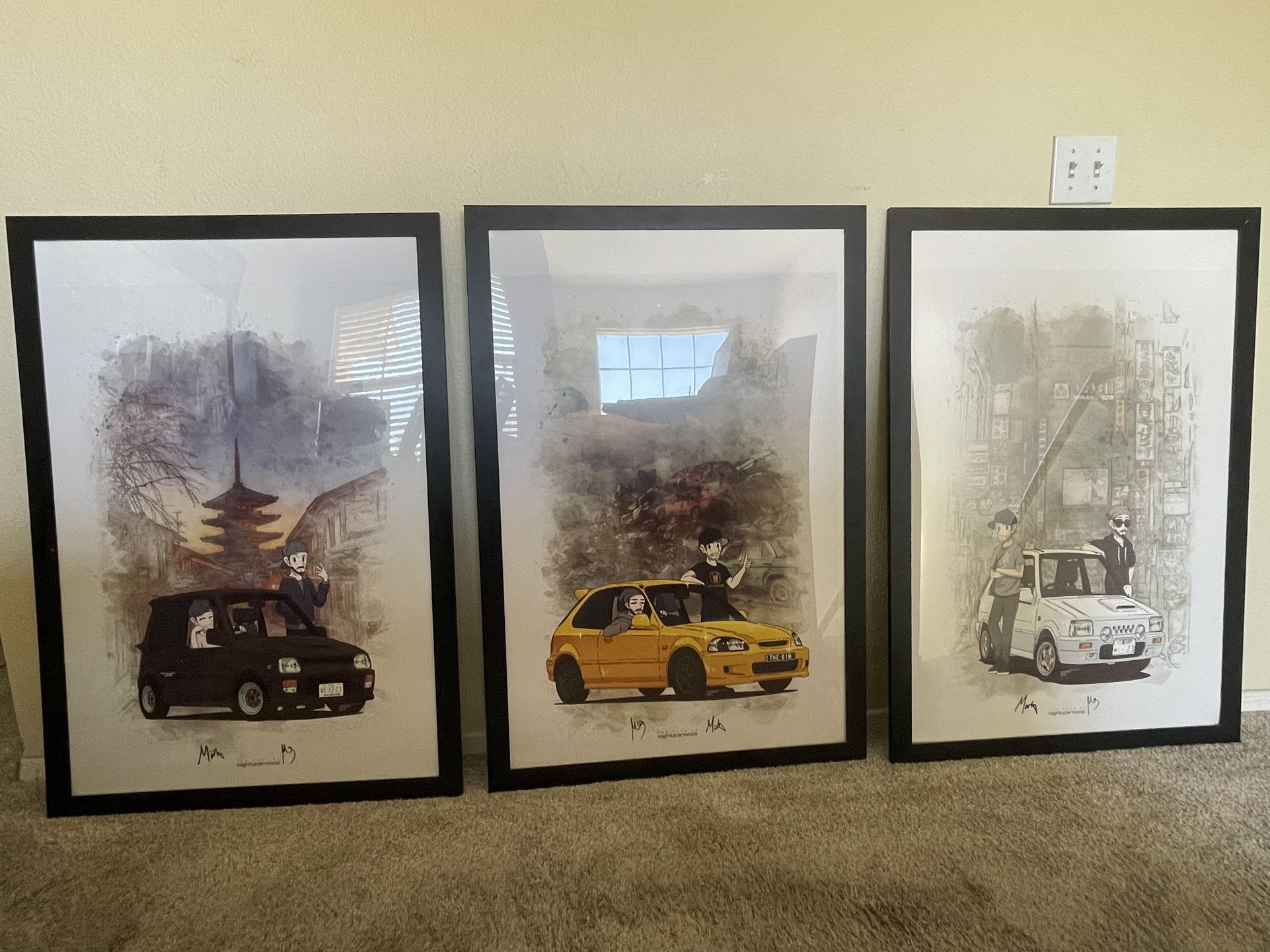 3 Mighty Car Mods Limited Edition Poster Framed