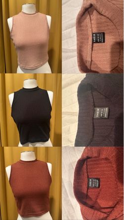 SHEIN Ribbed Mock Neck Crop Tops – Set of 3