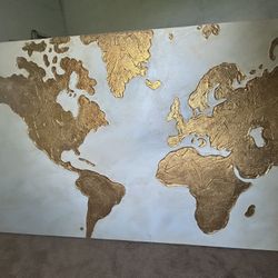 Golden Map Wall Painting 