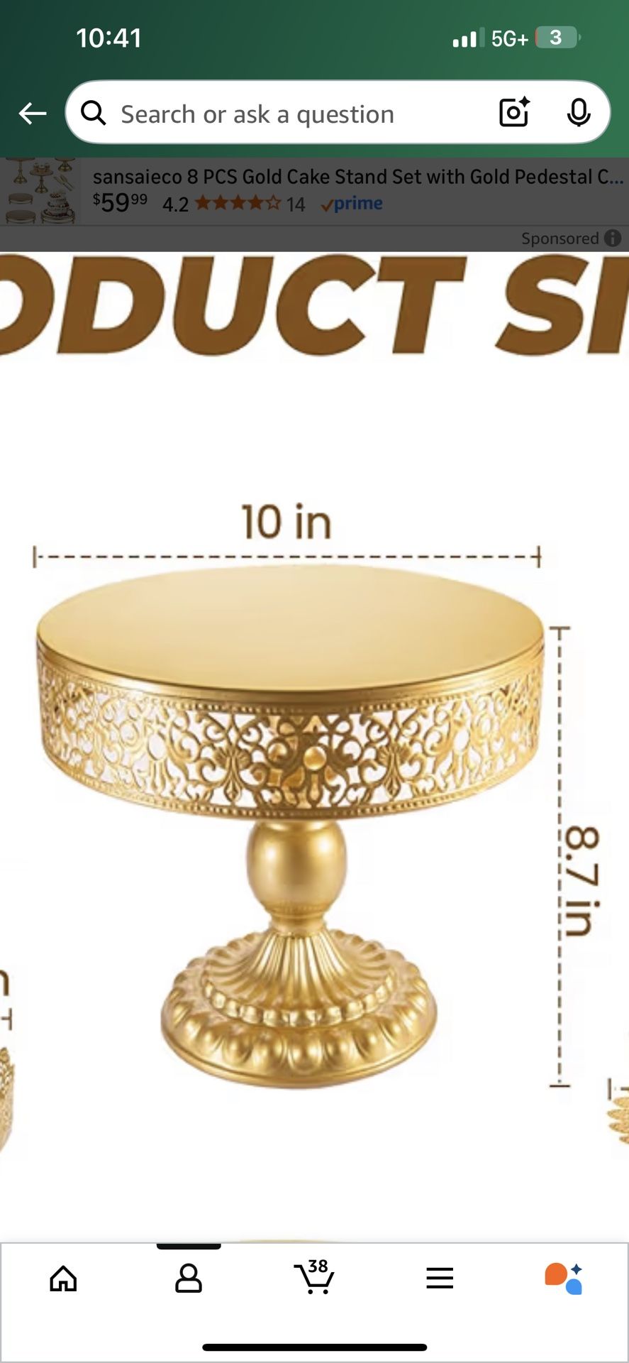 Gold Trays & Cake Stand