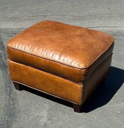 Brown Leather Ottoman Footstool