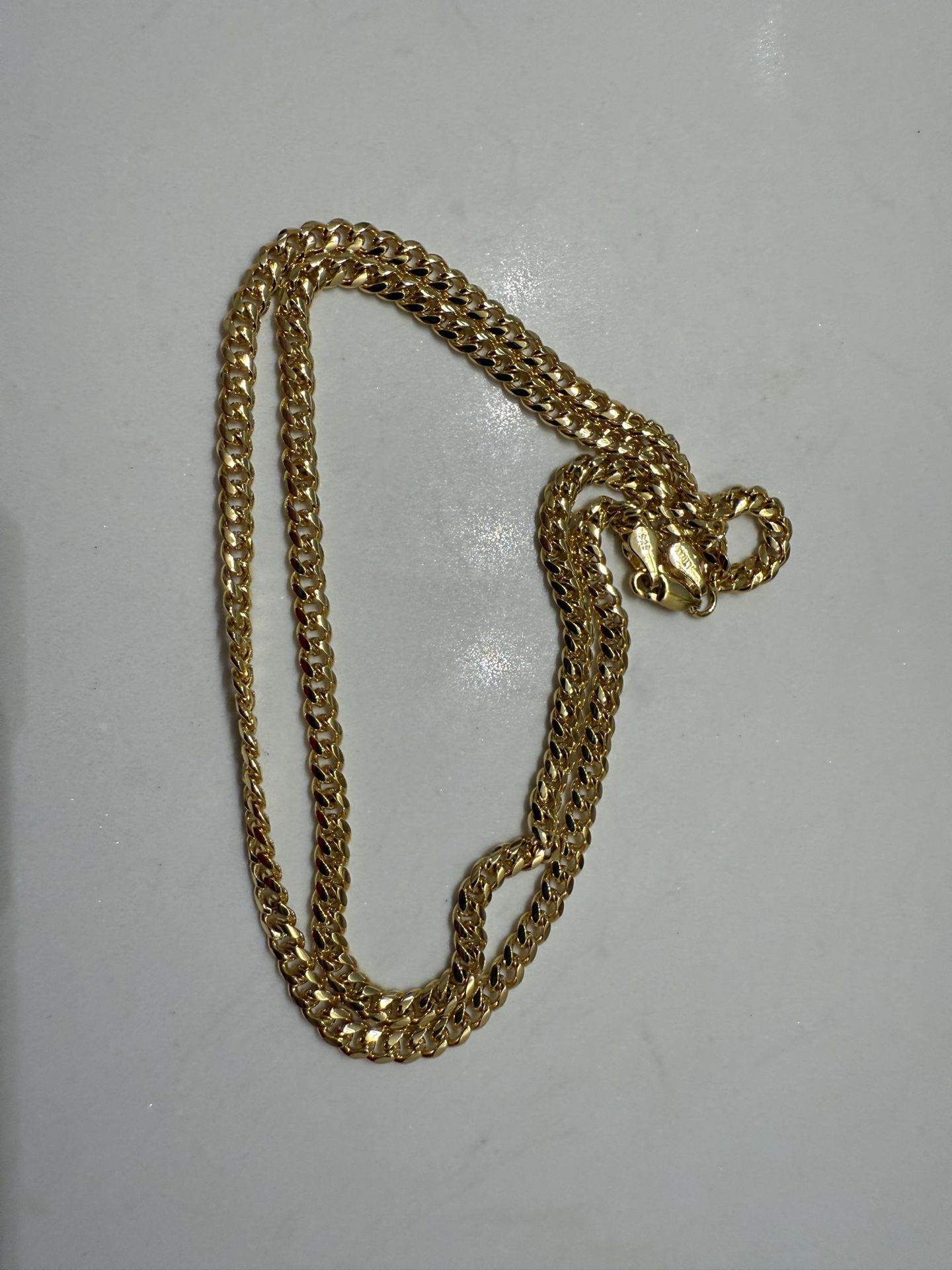 18k Gold Plated 925 Sterling Silver Cuban Link Chain