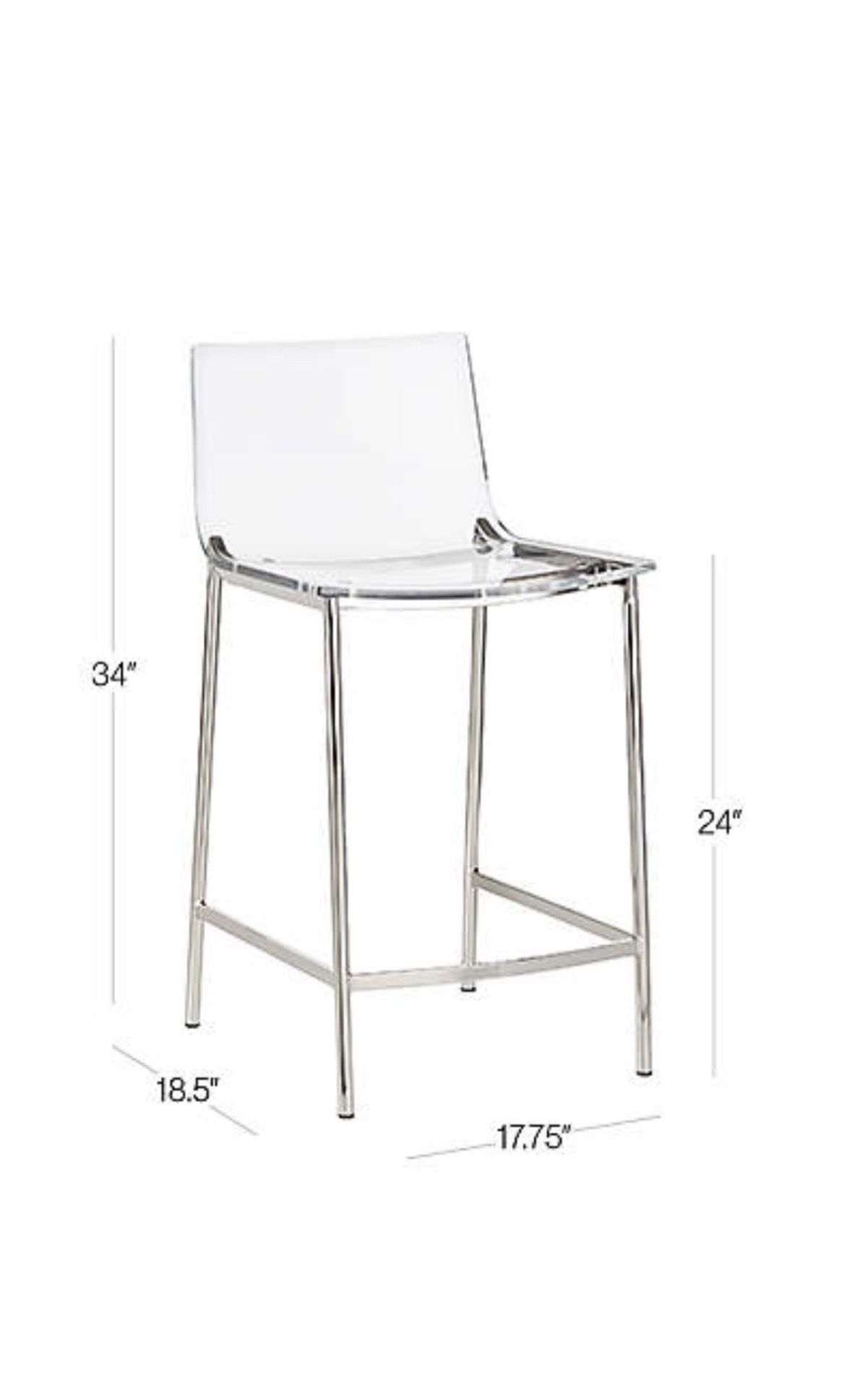 4 CB2 Chiaro Clear Acrylic Counter Stools With Nickel Legs Set Of 4