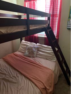brown bunk bed