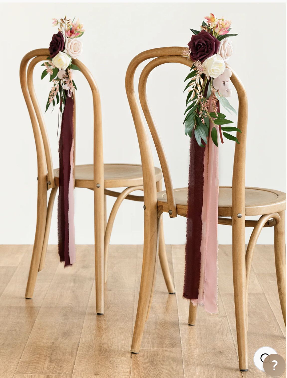 Silk Pew Flowers With Ribbons (4) - Burgundy/blush Pink/ White