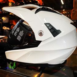 New White Dual Sport Adventure Off Road Dot Motorcycle Helmet $120