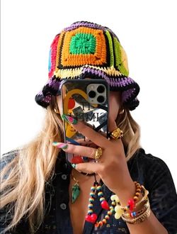 Women's Street Trend Colorblock Floral Print Bucket Hat, Casual Trendy Knitted Hat, Fashionable Hat for All Seasons