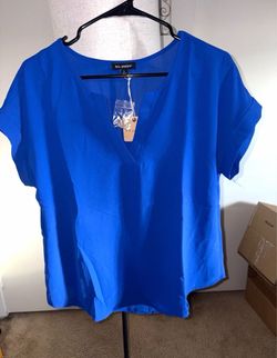 Blu Pepper Royal Blue V-Neck Blouse Size L