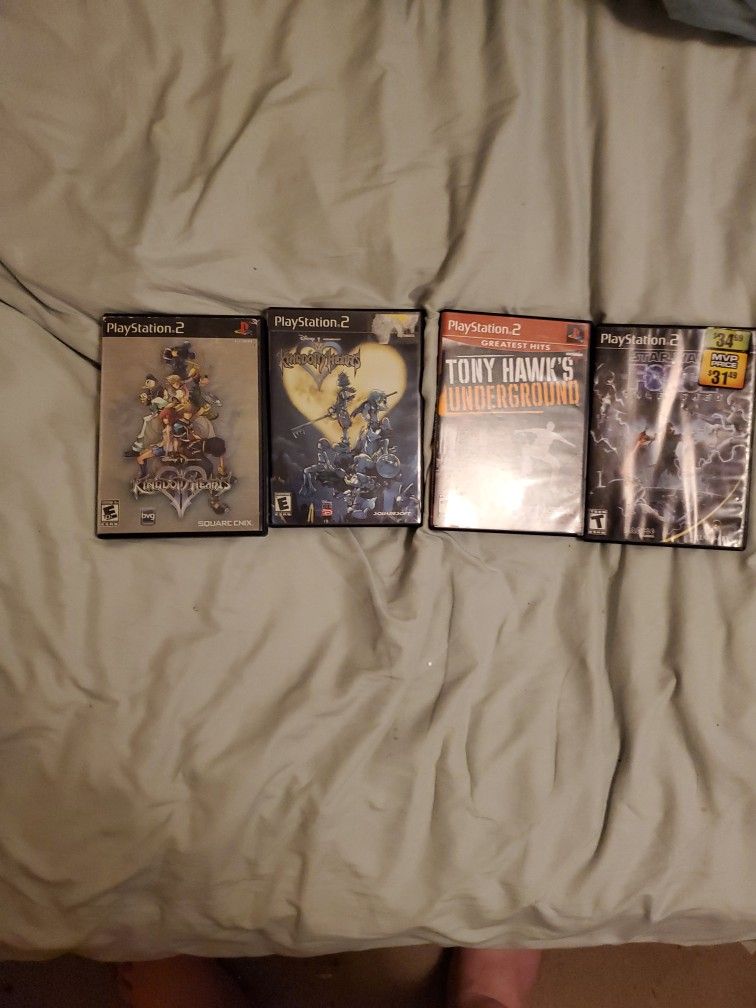 Lot Of 4 Ps2 Games Kh 1&2, THUG 1, And SW force Unleashed