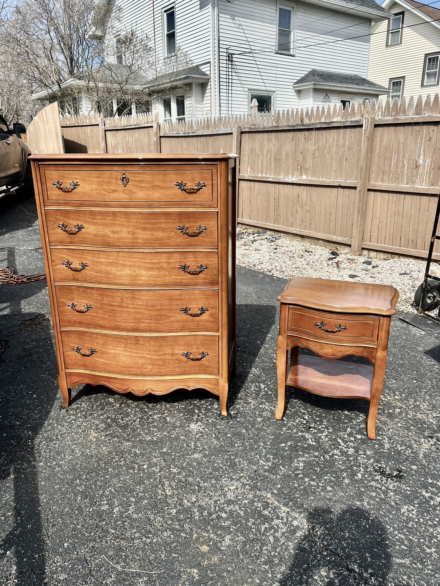 Reduced $300 firm Nice Bassett solid wood French Provincial Chest And Nightstand 
