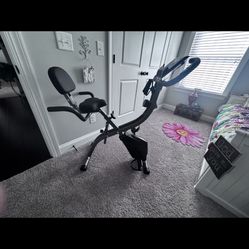 Foldable Exercise Bike With Arm Exercise Pulls 