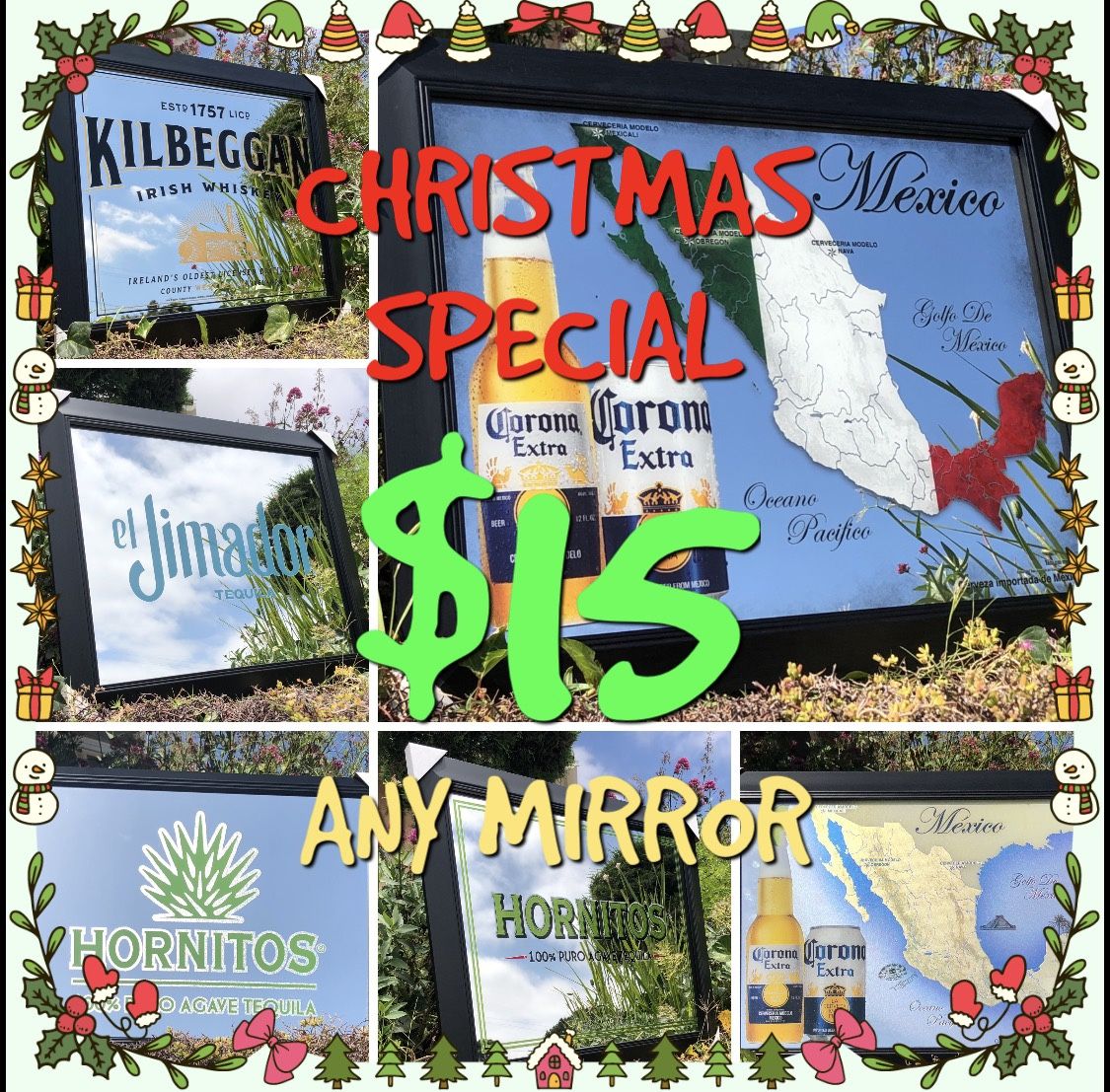 BEER BAR MAN CAVE MIRRORS