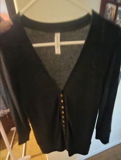 Black Cardigan with Gold Buttons