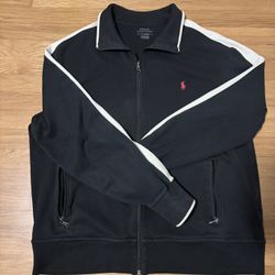 Navy Blue Polo Track Jacket Large 