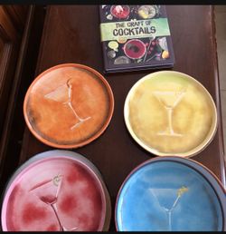 cocktail plates with how to make cocktails book