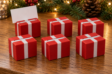 Gift Box Place Card Holders, Set of 6, Christmas Table Decor, Custom Box and Ribbon Colors