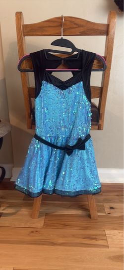 Girls Blue Sequin Dance Costume Dress