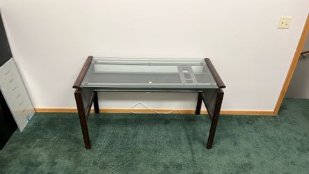 Glass panel office desk