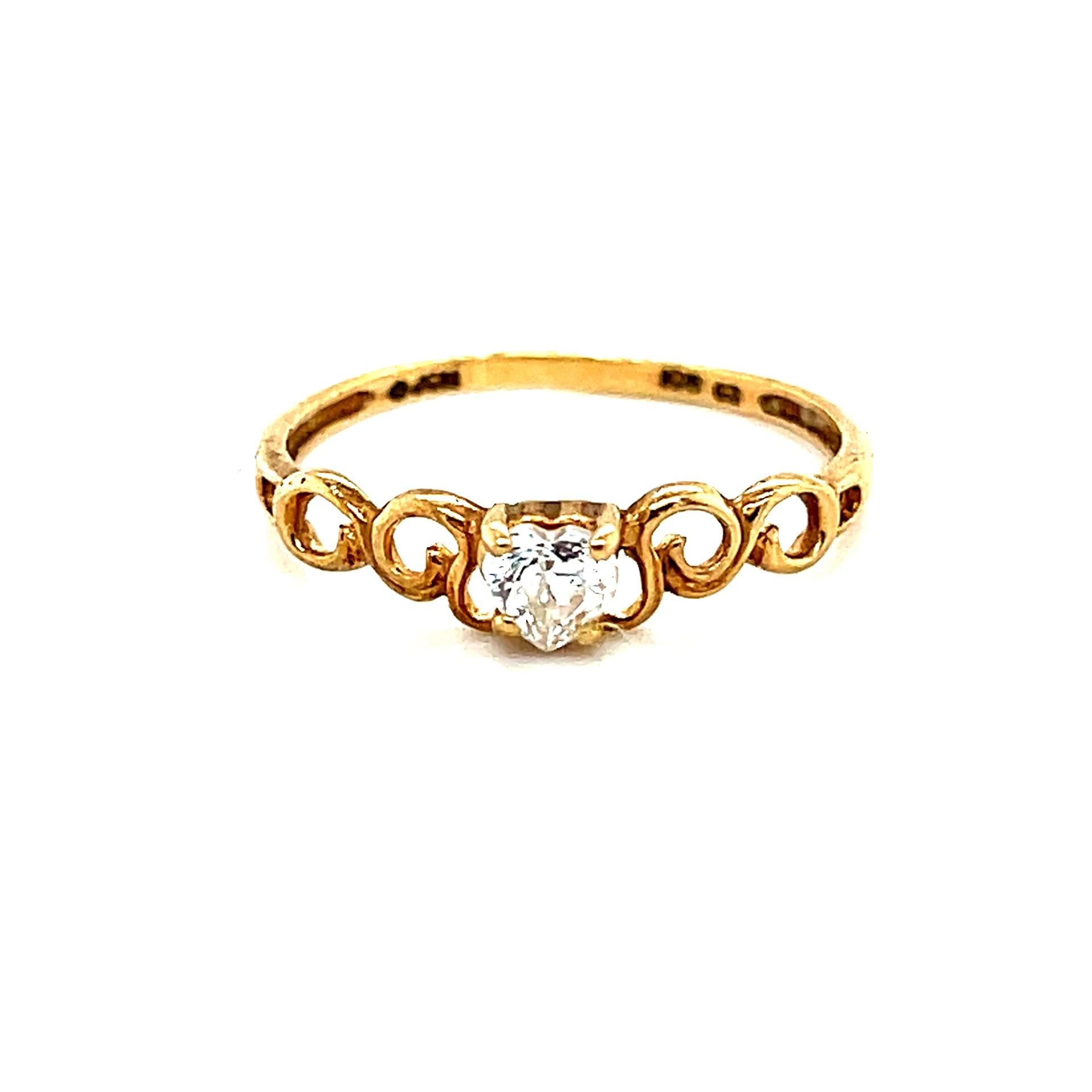 10k Gold White Cz Heart Ring
