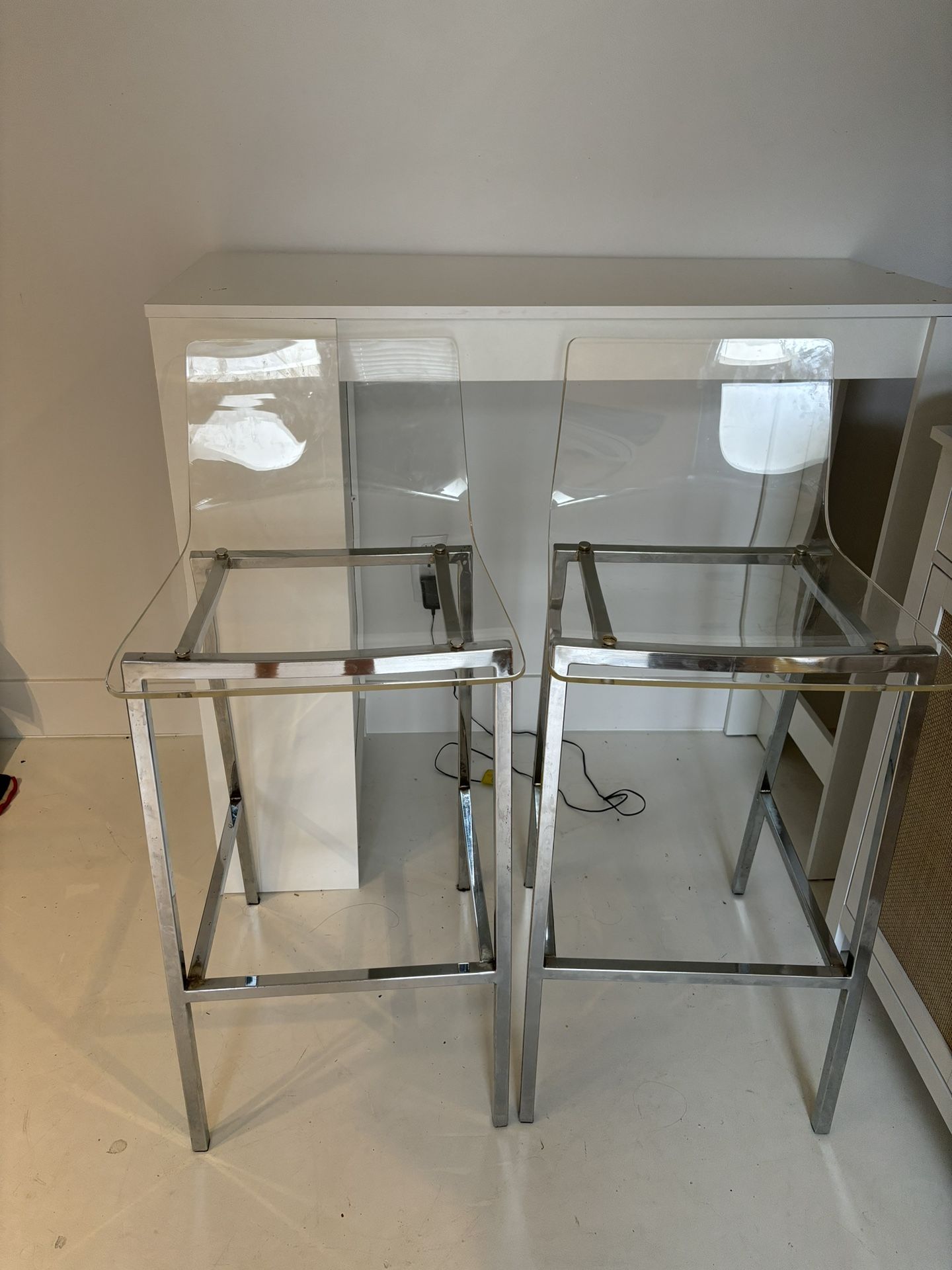 Chiaro Clear Acrylic Counter Stool with Nickel Legs