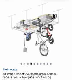Adjustable Height Overhead Garage Storage 600-lb in White Steel (48-in W × 96-in D)