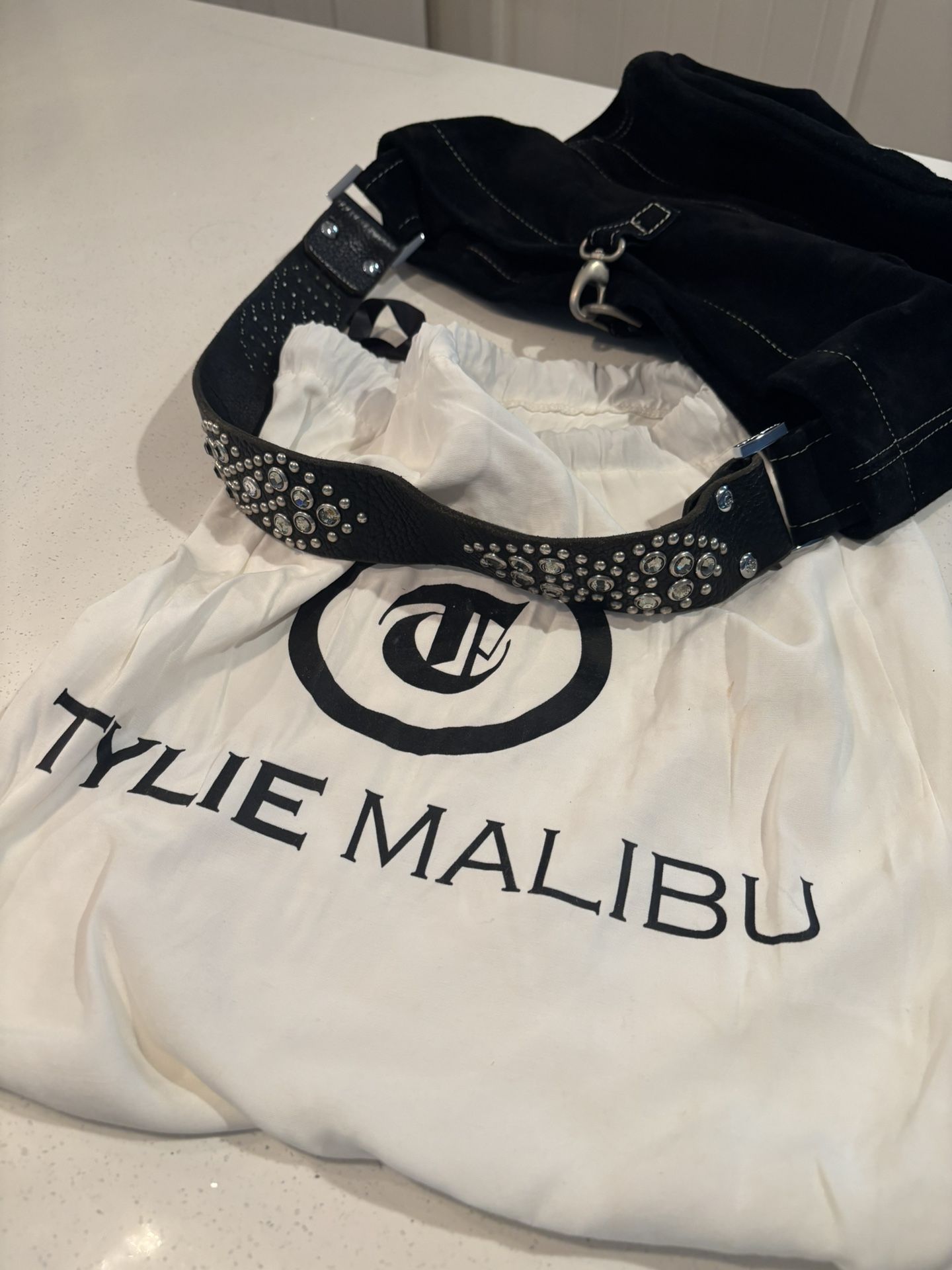 Tylie Malibu Black Suede Hobo Shoulder Bag W/ Dustbag